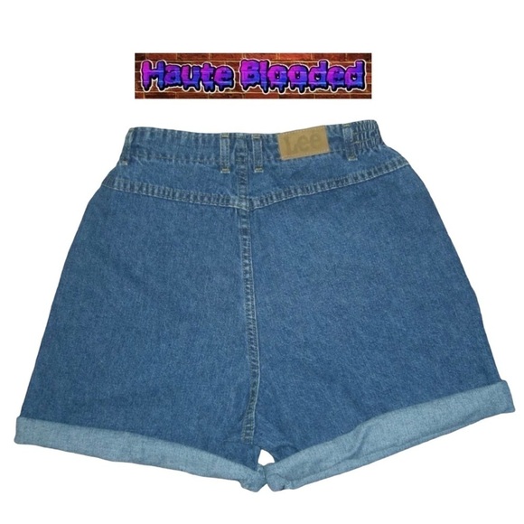 Vintage Lee High Waist Mom Shorts Large Pockets Dark Wash Retro VTG 80's Sz 10 - Picture 4 of 10